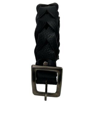 Cuoiria Fiorentina Black Leather Woven Belt